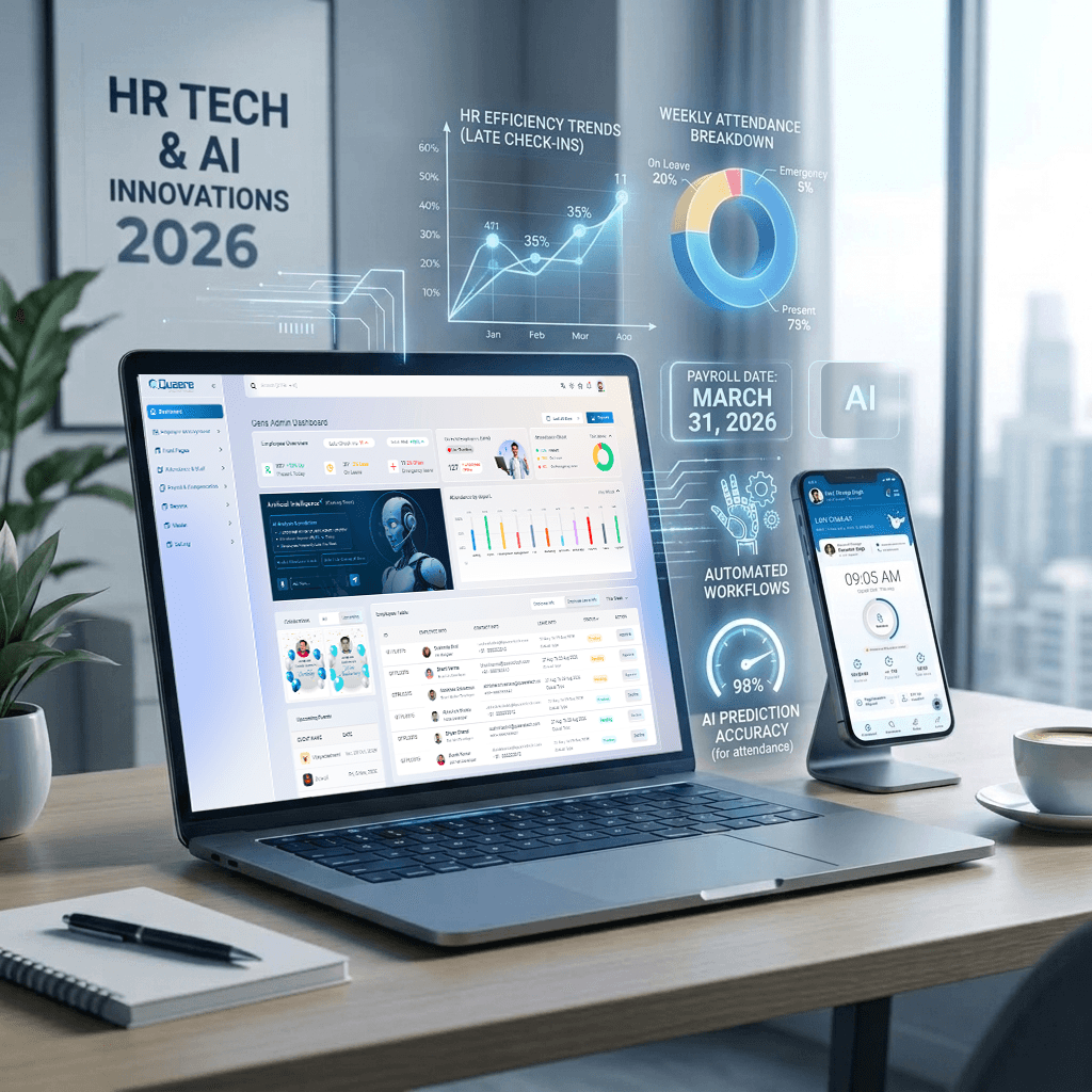 GENS HRMS web dashboard and mobile screens