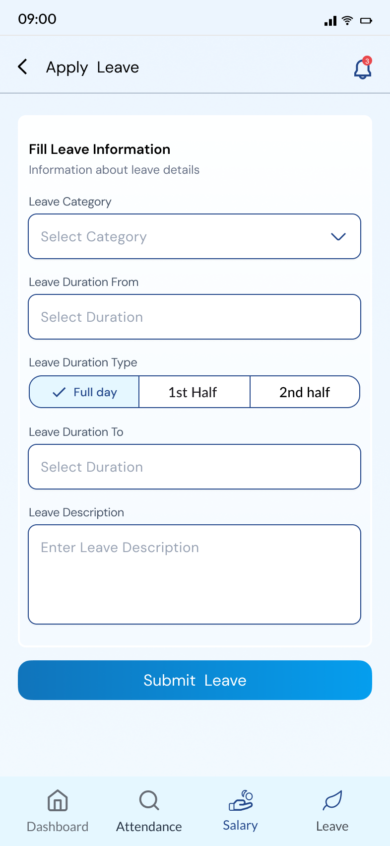 GENS mobile attendance screen