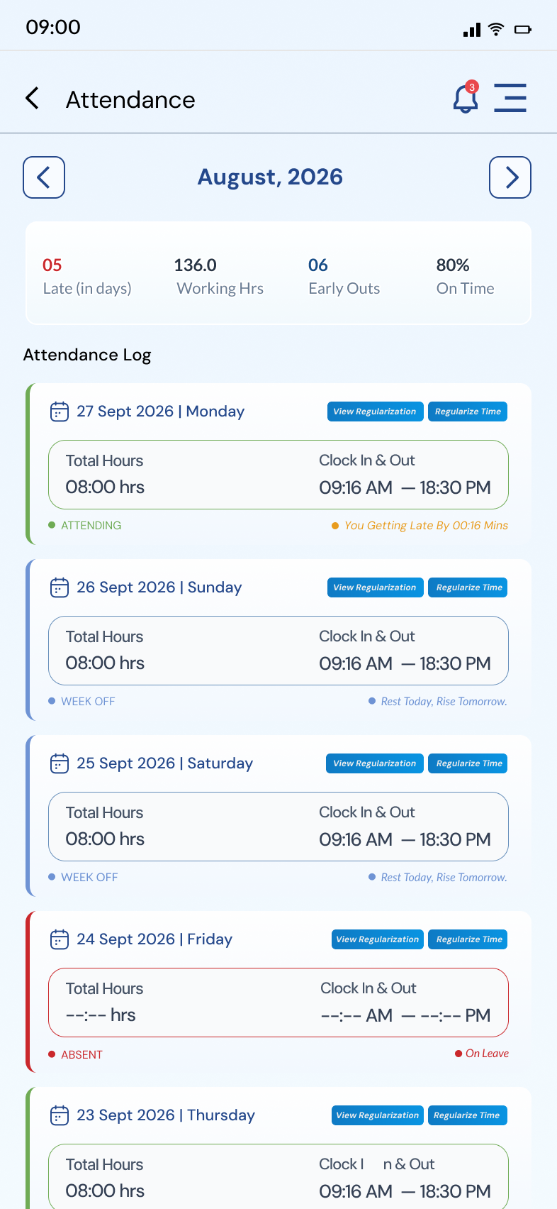 GENS mobile profile screen